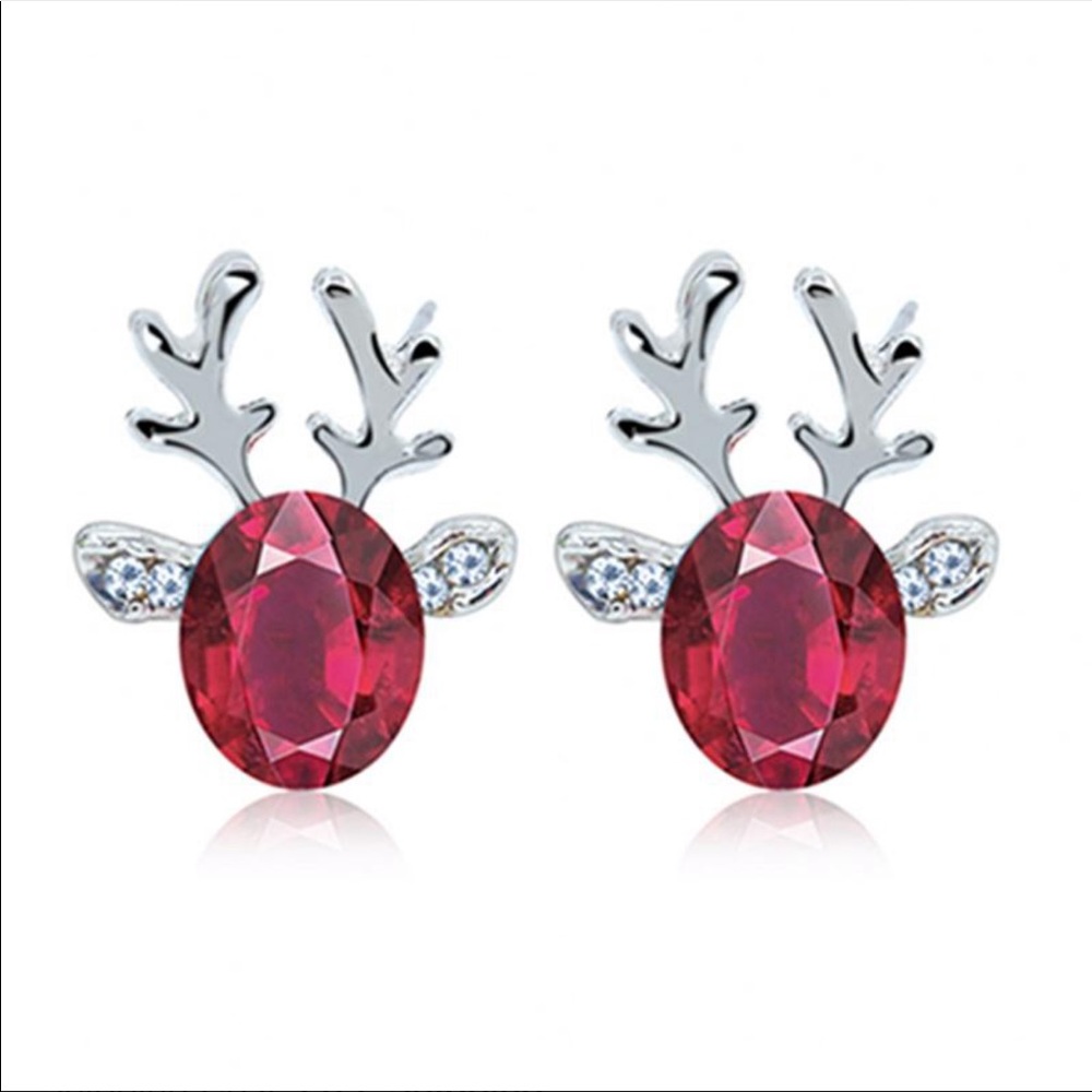 Christmas Reindeer Silver Plated Earring